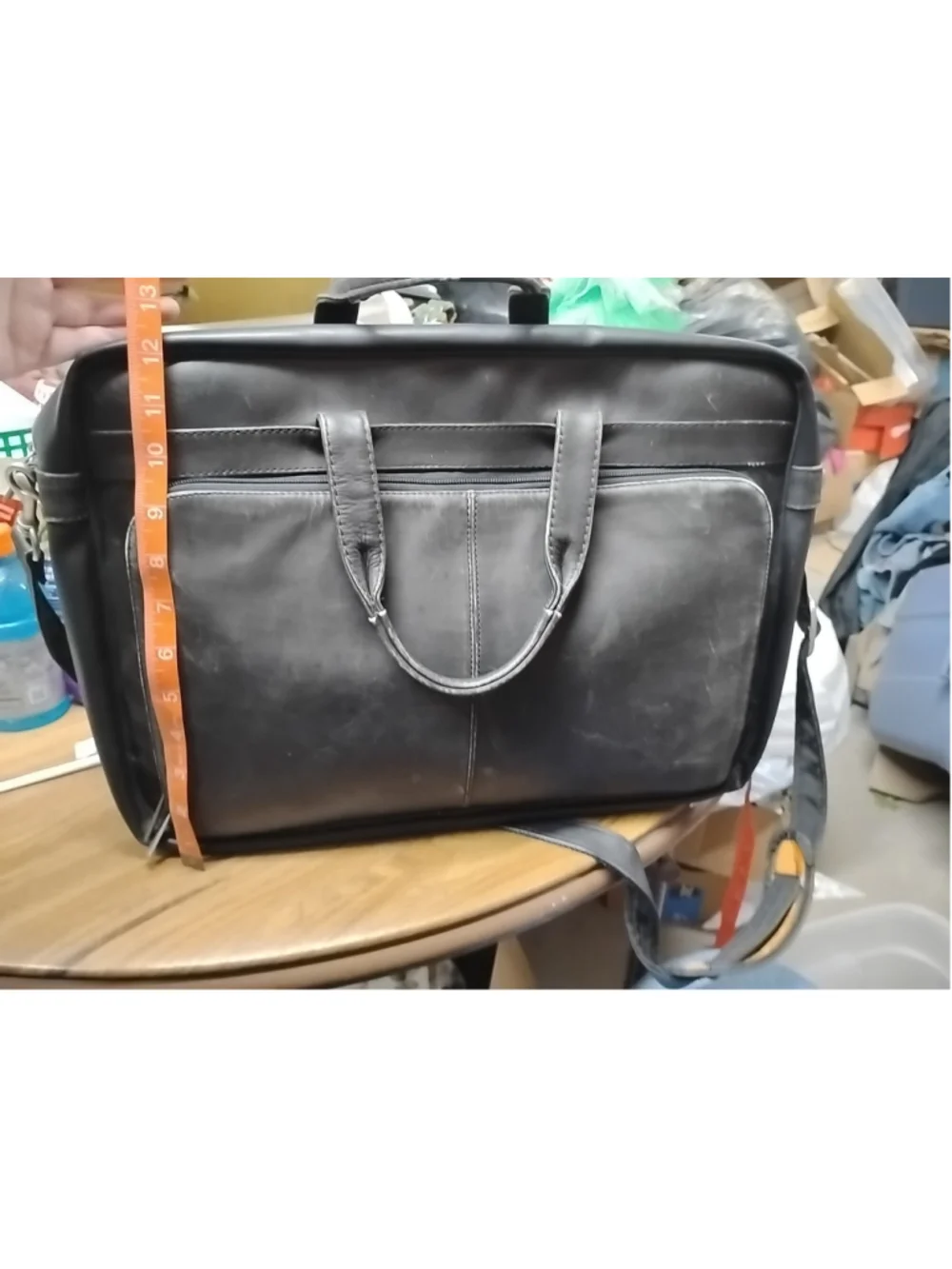 Bill Blass Executive Black Leather Laptop Briefcase Messenger Bag